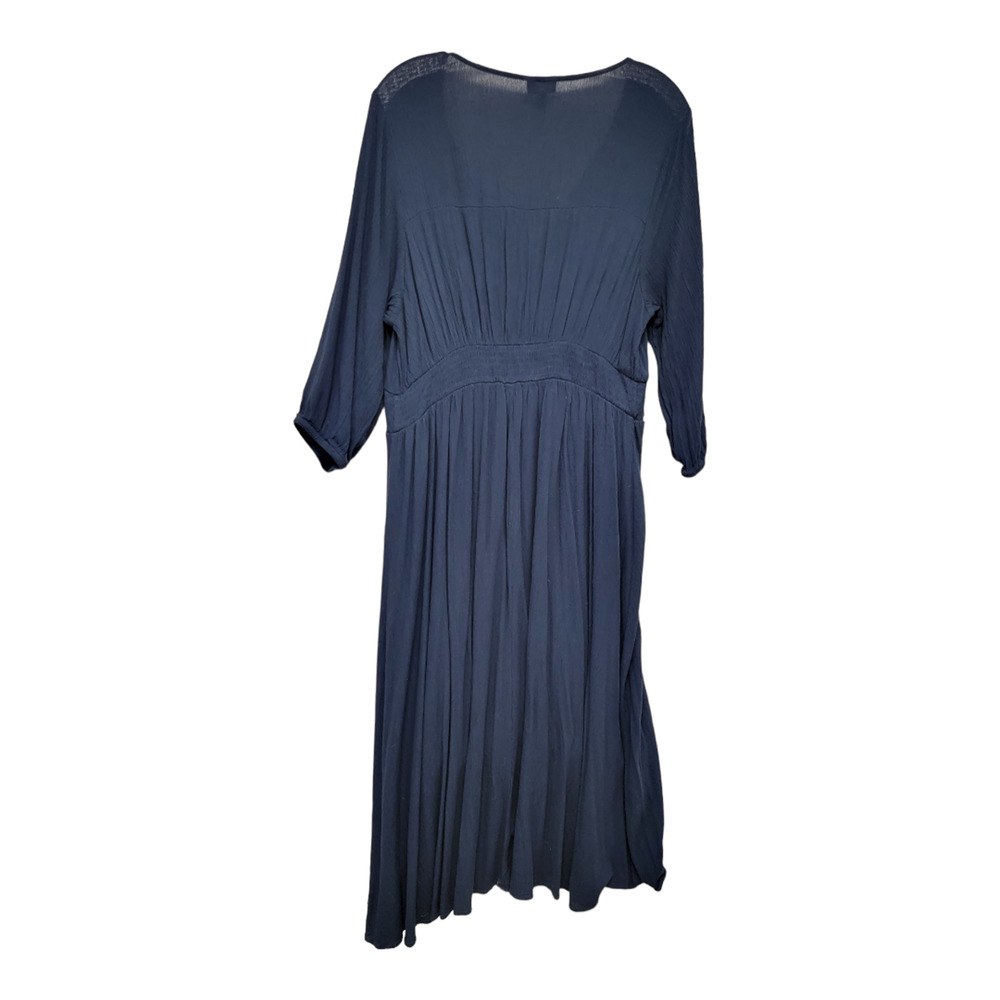 Torrid Women's Button Front High Low A-line Midi Dress Navy Blue Size 2X - Picture 3 of 5